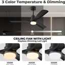 52 inch Smart Ceiling Fan with Lights,Outdoor Ceiling Fan 3 Wood Blades Compatible with Alexa/Gg Voice Control&App&Remote,Quiet DC Motor for Covered Patio Porch Bedroom,Black