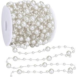 66 Ft Christmas Beads Garland Decoration Pearl Strands Chain for Christmas Tree Decoration Indoor Outdoor Home Mantle Fireplace Holiday Decor