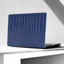 KEROM Compatible for Crocodile MacBook Pro 13 Inch Case 2025-2016 M2 M1 A2338 A2289 A2251 A2159 A1989 A1706 A1708, Textured Aligator Skin Snakeskin PU Leather Hardshell & Keyboard Cover, Blue