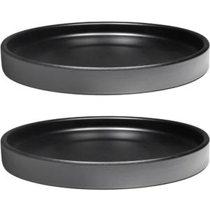 2 Pack Ceramic Plant Saucer Pot Tray 7 Inch, Planter Saucers 4 5 6 7 8 9 10 11 12 13 Inch for Indoors Outdoor, Durable Sturdy Flower Drainage drip Water Tray for Glazed Pots Base (7 Inch-Black)