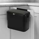 ELPHECO Kitchen Compost Bin with Lid 1.8 Gallon Hanging Trash Can with Lid, 7 Liter Wall-Mounted Garbage Can for Kitchen Cabinet Door, Small Under Sink Trash Can for Cupboard, Bathroom, Office Black