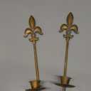 Fleur De Lis Wrought Iron Candle Sconces Set of 2, Rustic Candle Holders Hanging for Living Room Farmhouse Fireplace Wedding (Antique Copper)