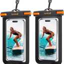 Lamicall 2 Pack Cell Phone Bag, for Mother Mom, Birthday Gift for Father Teens Girls Boys Phone Pouch, Black (Orange black 7")