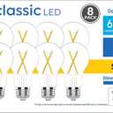 GE 60 Watt EQ A19 Classic Crystal Clear Soft White Medium Base (e-26) Dimmable LED Light Bulb 8-Pack