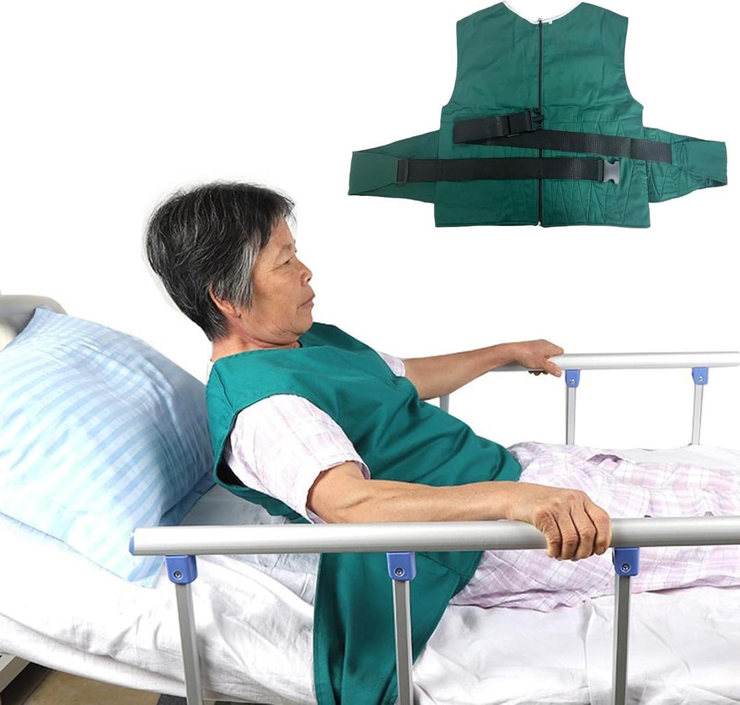 Vest Restraint Suit for Bed/Wheelchair, Anti Fall Elderly Bed Restraint with Back Zipper Closure, Sturdy Chest Restraint Band for Seniors with Dementia (S)