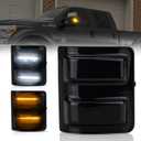D-Lumina Switchback LED Side Mirror Marker Lights for 2008-2016 Fo-rd F250 F350 F450 F550 Super Duty, Smoked Lens Amber & White Running Turn Signal Mirror Light, Replace OEM Mirror Lamps, Pack of 2