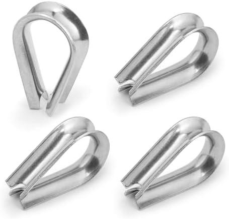 Jamiikury M4 Wire Rope Thimble, 304 Stainless Steel Thimble for 1/8-5/32 Inch Diameter Wire Rope, 24 Pieces
