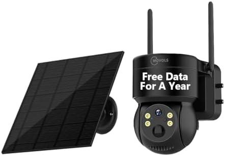 Free Data For A Year,4G LTE Cellular Wireless Security Camera,2K Solar Powered No Wifi Needed PTZ Camera,Two Way Audio, Outdoor IP66 Waterproof,PIR Motion Detection ,Color Night Vision,360 PTZ,SIM