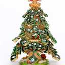 QIFU Hand Painted Enameled Small Christmas Tree Decorative Jewelry Trinket Box with Hinged, Unique Gift for Family