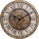Moving Gears Wall Clock, 18 Inch Modern Gear Rotating Wall Clock Old Style Rustic Unique Vintage Industrial Clock for Living Room Decor Home Farmhouse (Retro Copper)
