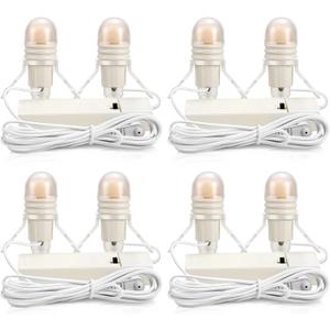 Roowest 4 Pack Accessory Cord with 2 LED Light Bulbs 6 Ft Warm Light Accessories for Halloween Christmas Village House Decorations Indoor DIY Crafts Salt Lamp Pumpkin Lights Decors