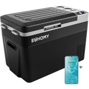 EUHOMY 12 Volt Refrigerator, 32QT(30L) Electric Cooler, Car Fridge APP Control, Car Refrigerator 12/24V DC 110-240V AC, Portable Freezer Usable Battery for Camping, Travel, Truck, Outdoor