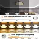 24W Dimmable Ceiling Light Fixture, 12 inch Flush Mount Light Fixture, LED Ceiling Lights Bedroom, Kitchen, Entryway, Super Bright 2700 Lumens, 300W Equivalent 5CCT(2700k-5000k) Wood & Black-2 Pack