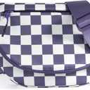 MEISEY Checkered Crossbody Messenger Bag, Black and White Pattern, Adjustable Shoulder Strap