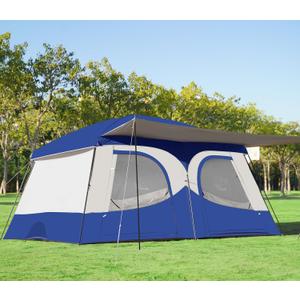 Vidalido Tents，8-10 Person Camping Tent with Extended Vestibule，2 Room Weather Resistant Family Tents，Easy Install Waterproof Outdoor Tent for Camping Hiking, 400x300x205 cm