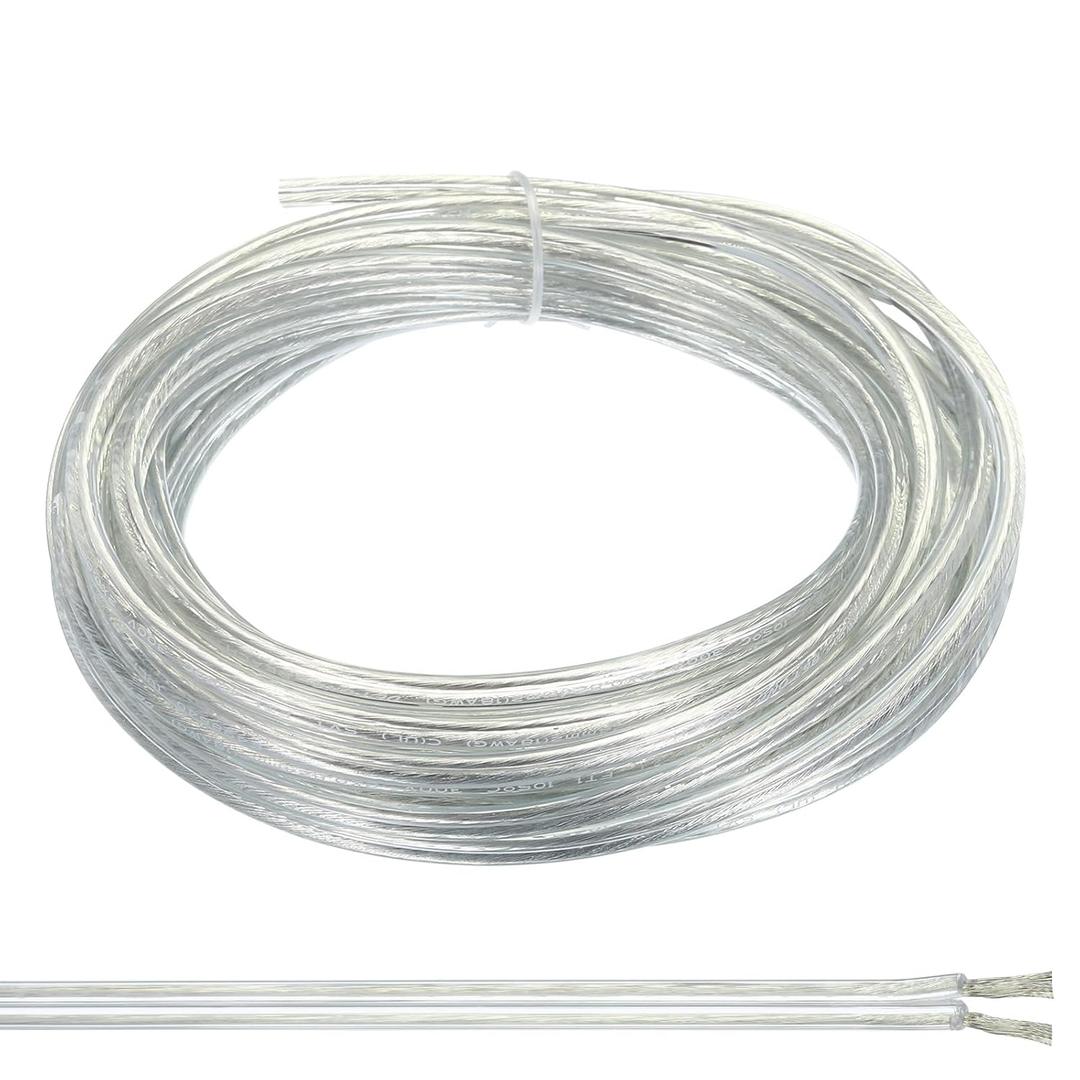 PATIKIL 25Ft 18/2 PVC Covered Wire, 300V SPT-2 Lamp Cord Insulated Heat Resistant Electronical Flexible Cable for LED Lamp Wire Audio Cable Speaker, Clear, UL Listed