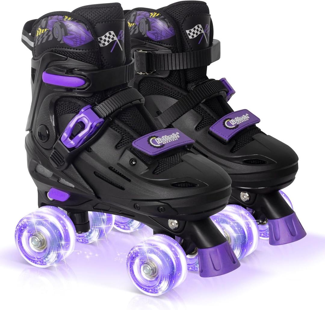 Nattork Adjustable Roller Skates for Kids Boys Girls- Teen Youth Age 4-16 - Cool Racing Car Indoor Outdoor Gift Idea for Birthdays Christmas, Size: Medium(13C-3 US)