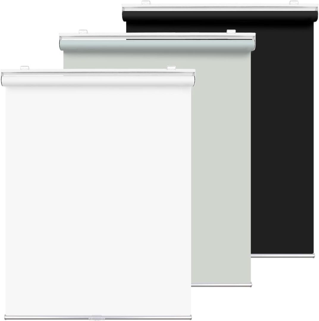 HOMEBOX 100% Blackout Cordless Roller Window Shades, Window Blinds with Thermal Insulated, UV Protection Waterproof Fabric, roll up and Down Blinds for Home and Office (Grey - 31" W x 72" H) (Grey-cordless)