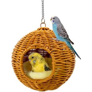 Chewproof Steel Frame Bird Nest for Cage, Washable Small Bird Bed Hammock Hideout Lay Eggs Parakeet Nest Sleep, Parakeet Warm Bed House Hut for Lovebird, Canary, Budgie