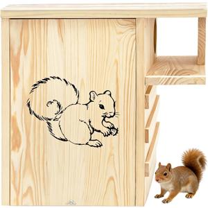 Extra Large Wooden Squirrel House Outdoor - Premium Wood Squirrel Nesting Box,Squirrel Boxes for Outside,Shelter Breeding Living Residence,Squirrel Houses Owl House Bird Houses for Wildlife Lovers