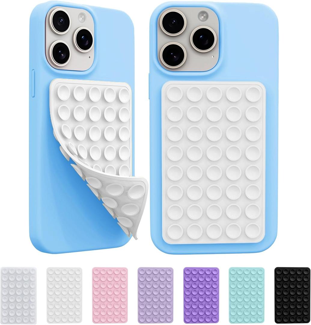 2 Pack Silicone Sticky Grip Holder for Cellphone, Silicone Suction Cup Phone Case Mount Double Sided, Hands-Free Phone Accessories Strong Grip Holder for Selfie and Video (White)