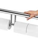 Chrome Double Toilet Paper Holder w/Safety Bar 24 inch, Zepolu 2-in-1 Assist Bar Balanced Support Handle, Stainless Steel Handrail Wall Mounted Bathroom Toilet Grab Bar for Senior Elderly Handicap