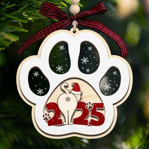7 x Cat Ornaments 2025 - Acrylic & Wooden Christmas Hanging Ornaments - Cat Lover Gifts for Women, Lady, Crazy, Owner - Kitten Ornaments for Christmas Tree