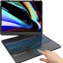 TQQ iPad Air 13 Inch Case Keyboard (M3 2025 / M2 2024), iPad Pro 12.9 (6th, 5th, 4th, 3rd Gen) Keyboard - 360 Rotatable, 7-Color Backlight, Multi-Touch Trackpad, Thin & Light (Black)