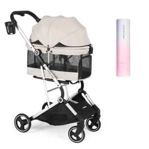 T4 Pet Stroller for Dogs & Cats +2-in-1 Double Sided Pet Hair Remover Brush