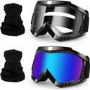 Motorcycle Motocross Goggles 2-Pack with Neck Gaiter, ATV Dirt Bike Goggles Bike Riding Offroad Wide Vision Glasses with Breathable Mask for Men Women Youth KidsColor+Clear