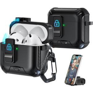 R-fun Compatible with AirPods Pro 2nd Generation 2023(USB-C),2022(Lightning Cable),1st Gen 2019 Charging Case, Full Drop Protection Auto Pop-Up Lid Design with Cleaner Kit,Fiber Purple