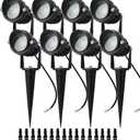 LAVAED 10W Landscape Lighting 12/24V Low Voltage Landscape Lighting LED Outdoor Spotlights 1000LM Waterproof Garden Uplights for Pathway,Patio,Yard,Flag,Tree(8Pack with Connectors)