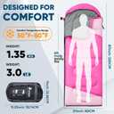 PTEROMY Sleeping Bags for Adults, Lightweight and Machine Washable, Water Resistant Backpacking Camping Sleeping Bag for Warm Cold Weather, Camping Essentials for Hiking Travel