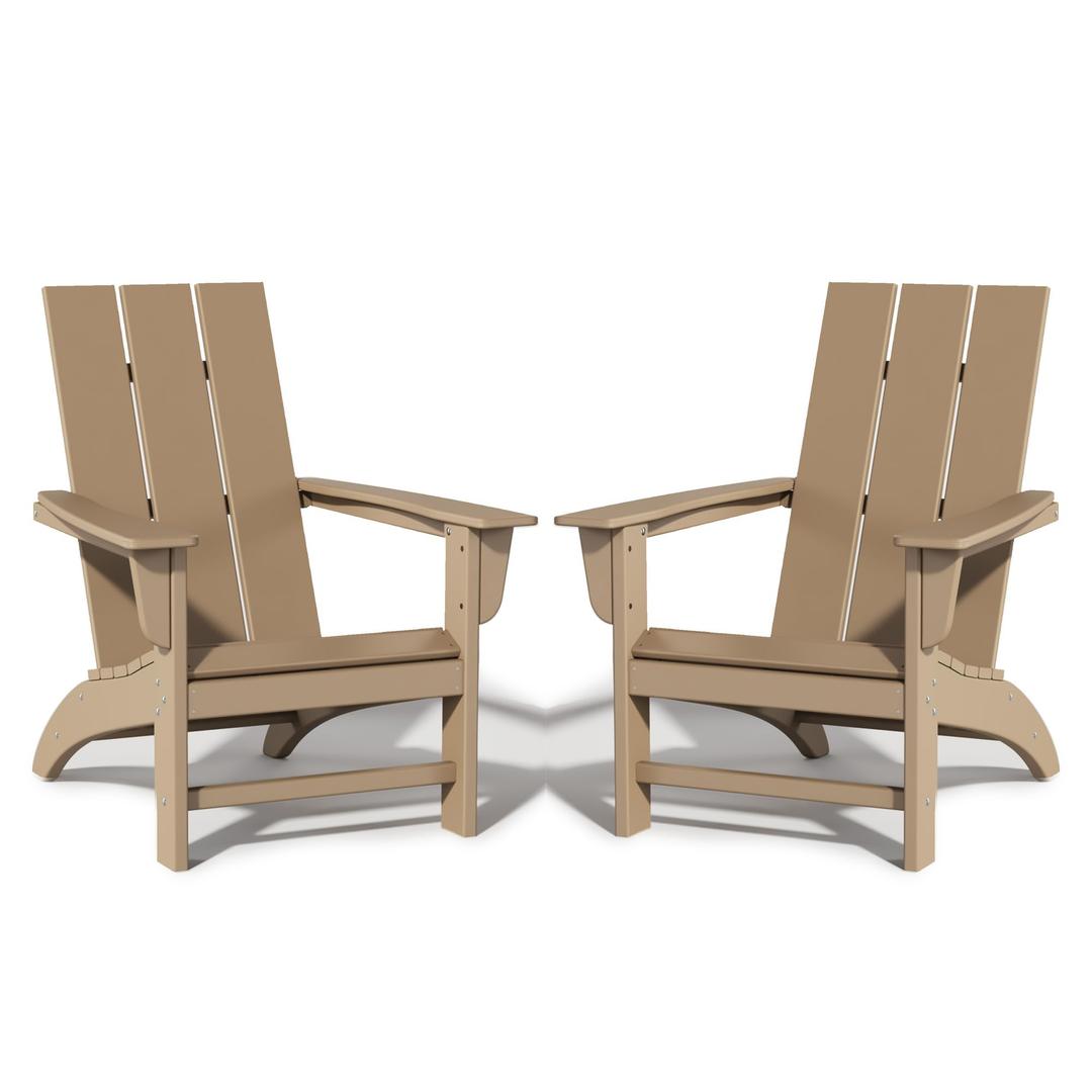 Poly Lumber Adirondack Chair, All-Weather Resistant Outdoor Patio Chairs, Look Like Wood, Pre-Assembled Outdoor Fire Pit Chair for Pool, Deck, Backyard, Garden, Weather Wood