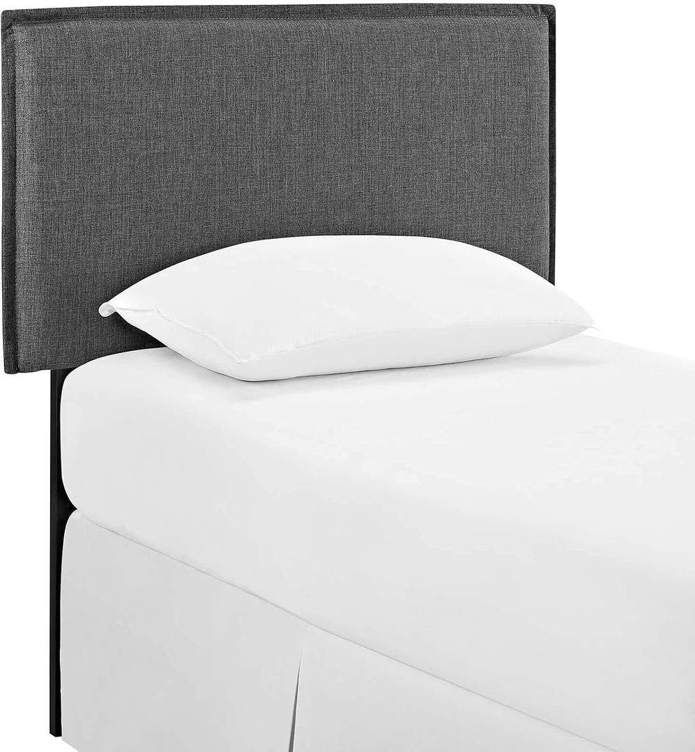 Modway Camille Linen Fabric Upholstered Twin Headboard in Gray with French Piping