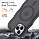 6 x Hualele Magnetic for iPhone 15 Pro Case, Compatible with MagSafe, Military Grade Dropproof Translucent Matte Back Cute Curly Wave Edge Slim Phone Case 15 Pro, Black