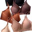 Women's Seamless Padded Bralettes Pack Wireless Everyday Bras, Size M