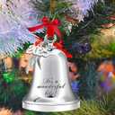 2025 Christmas Ornaments Bell Ornament with Red Ribbon Annual Christmas Tree Decoration Angel Bell Ornament with It's a Wonderful Life(Silver It's a Wonderful Life)