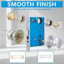 Tandefio 1 Set Double Cylinder Mortise Lock Iron Gate Ornamental Latch Set with 2-1/2" Backset 1" X 7-1/8" Faceplate Polish Brass(Left Hand Reverse,Silver)