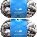 MSD&FT 2 Skeins of Chunky Chenille Yarn Thick Blanket Yarn (Multi Khaki)