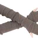 Winter Fingerless Long Gloves for Women Cashmere Blended Knitted Arm Warmers Super Soft Black Arm Sleeves