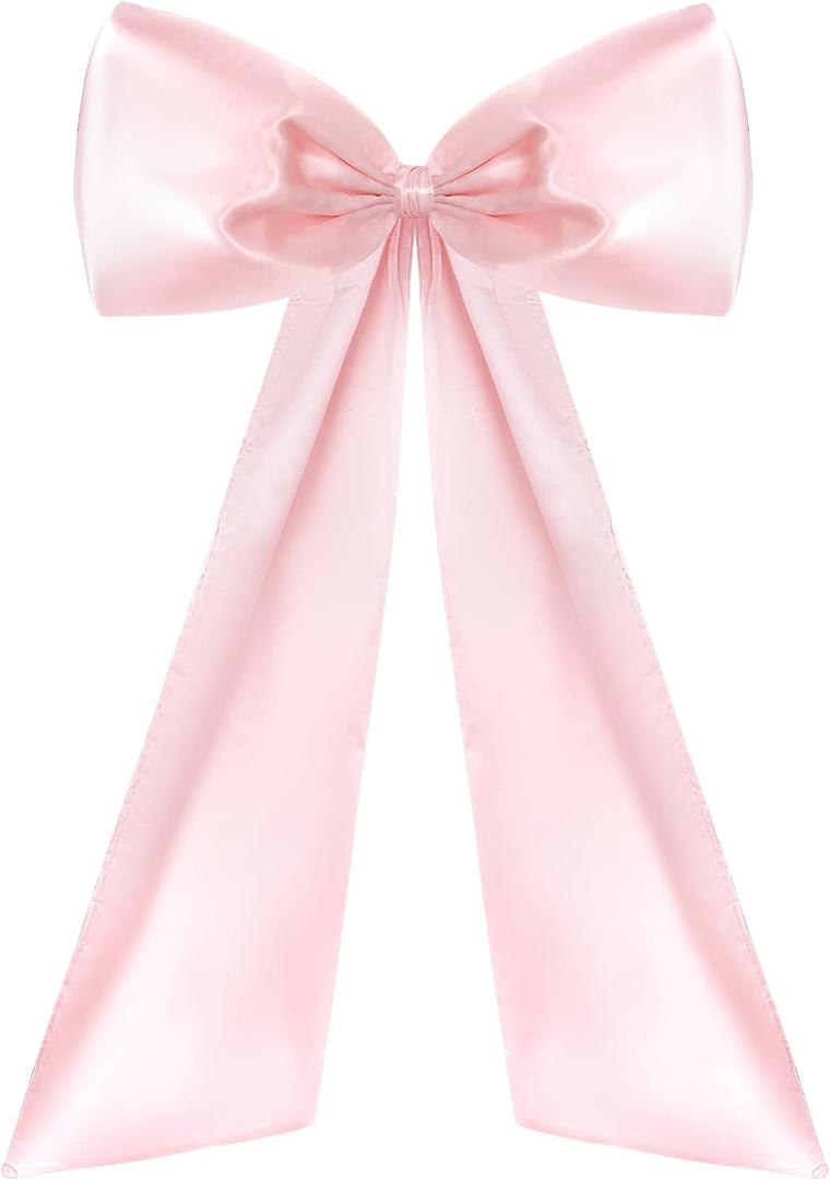 Large Satin Big Pink Bows for Coquette Room Decor Big Pink Bow Decor for Backdrop Giant Ribbon Wall Bow for Wedding Birthday Graduation Christmas Bachelorette Party Supplies
