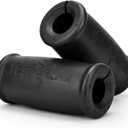 Yes4All Thick Dumbbell Handles Grips, Firm Rubber Barbell Grips, Great for Increasing Forearm Strength, Weightlifting, Muscle Building, Cable Attachments (A. Black)