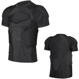 Eicolorte Men Padded Proctective Shirt 6-Pads Chest Rib Protector Padded Football Shirt Protective Gear for Football Rugby Basketball L