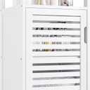 HITNET Bamboo Bathroom Storage Cabinet, 4 Tier Small White Floor Cabinet with Single Door, Free Standing Slim Narrow Storage Organizer for Bedroom Living Room