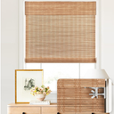 LazBlinds No Drill Bamboo Roman Shades, 29" W × 64" H, Ceylon Light Russet