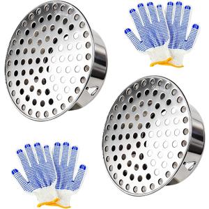 2Pcs PVC Termination Cap for 2 Inch Vent Pipe, 304 Stainless Steel Mesh Screen Vent Cover, Vent Pipe Screen & Exhaust Pipe End Cap with 2 Gloves for Furnace and Roof Vent (4in)