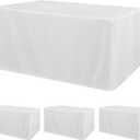 Obstal 4 Pack White Tablecloth Fitted Table Clothes for 6 Foot Rectangle Tables - Water Resistant Washable Fabric Polyester Rectangle Table Cover for Outdoor/Indoor Uses?72L x 30W x 30H Inches, White?