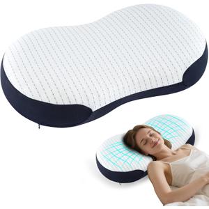 Cloud Align Memory Foam Pillow for Sleeping, Contour Neck Support Bed Pillow for Side and Back Sleepers, Cloud-Cell Surface, Cervical Pillow with Washable Cover
