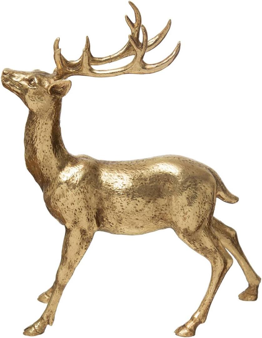 Creative Co-Op Decorative Standing Deer Figurine, Gold, 11"L x 4"W x 14"H